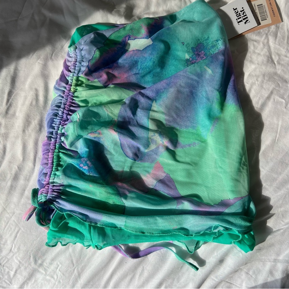 Tiger Mist Jordie Watercolor Pastel Mesh Mini Skirt XXS fits XS